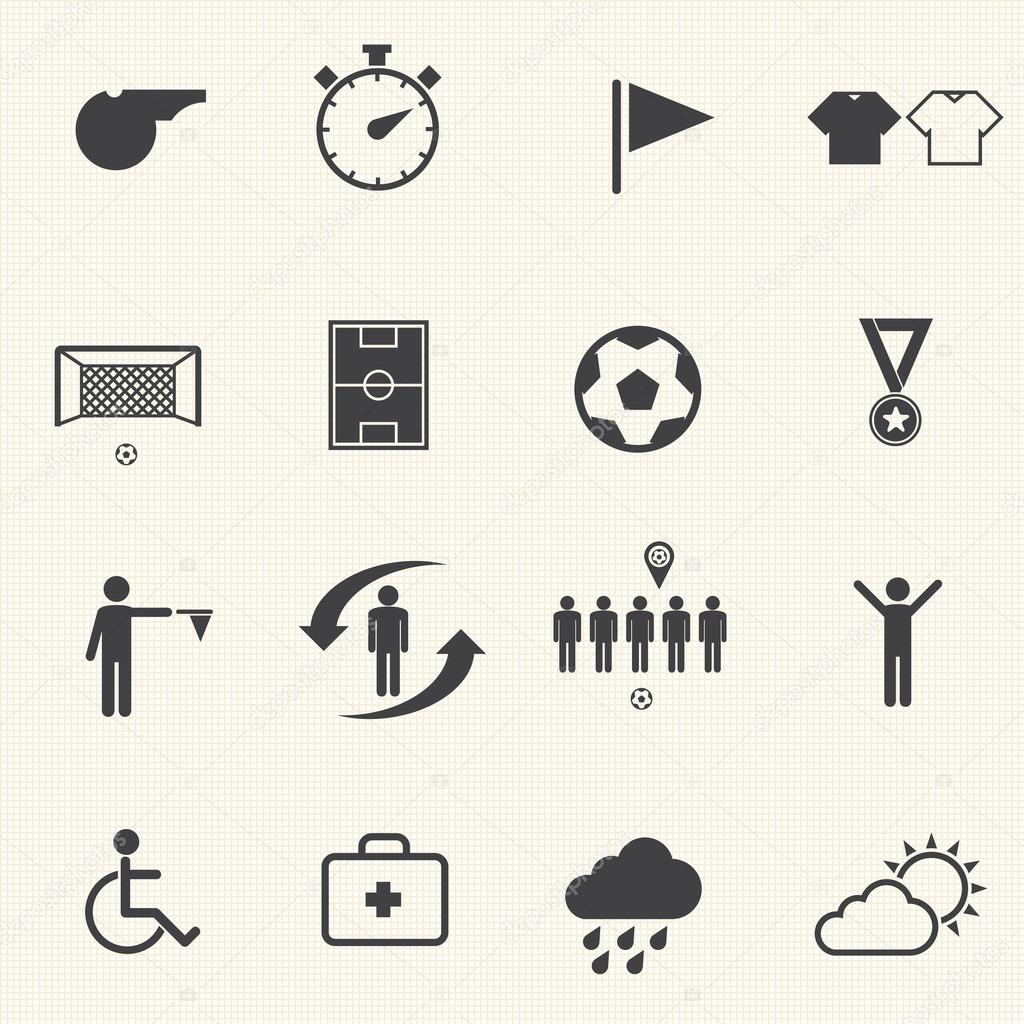 Soccer icons set with texture background. Vector