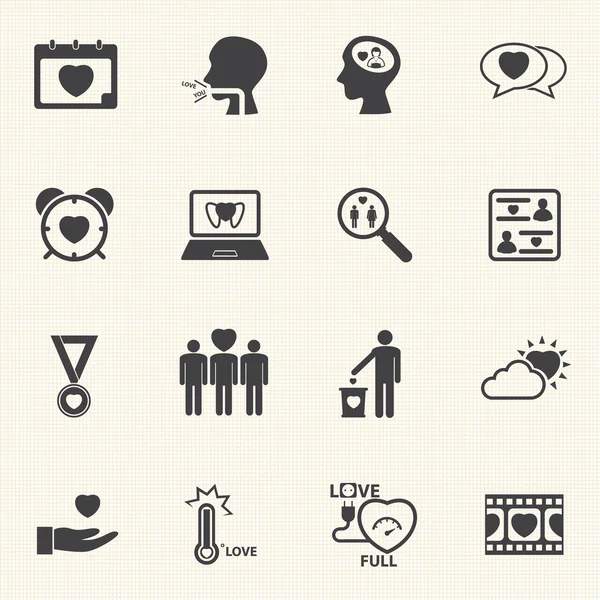 Valentine's Day and First Love Icons. Vector icon set. — Stock Vector