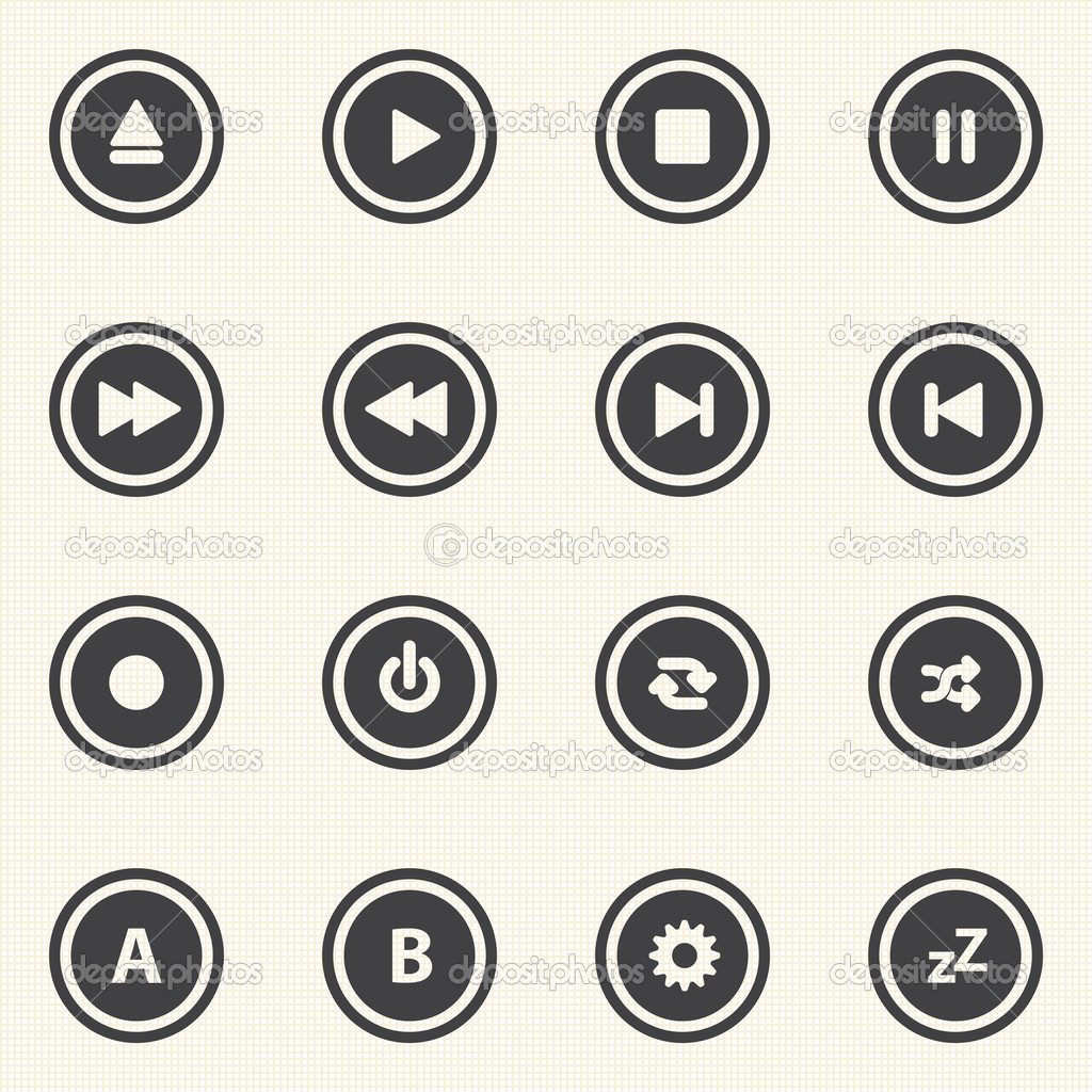 Media player buttons. Vector