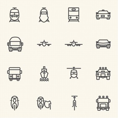 Vehicle and transportation icon sets. Line icons. clipart