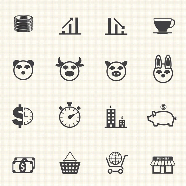 Business and Finance Icons with texture background. Vector — Stock Vector