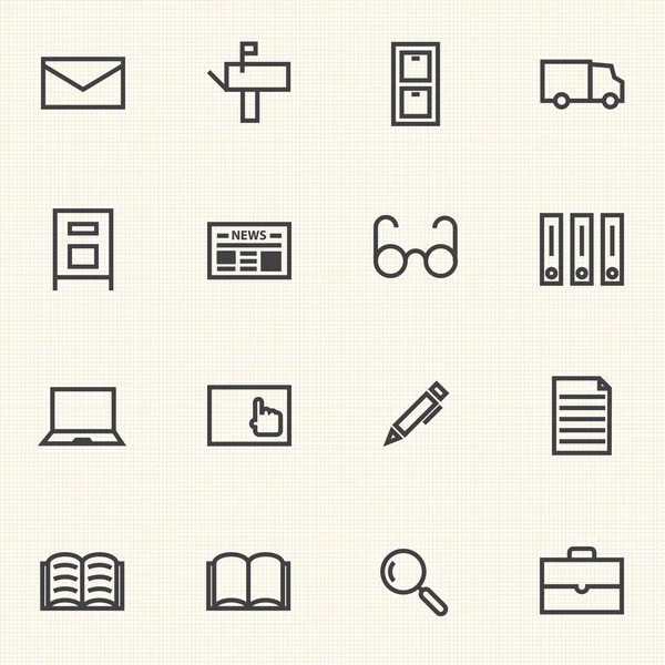 Sencillos conjuntos de iconos de Documentos y Biblioteca. Iconos de línea . — Vector de stock