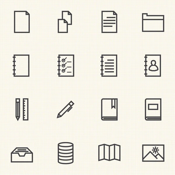 Simple Documents and Library icon sets. Line icons. — Stock Vector