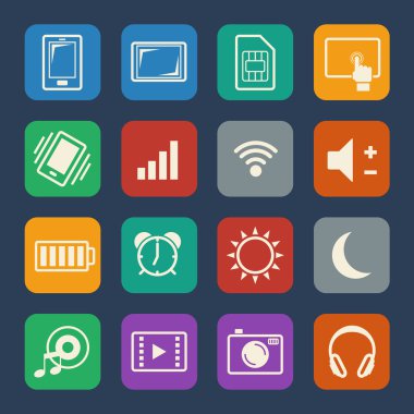 Cep telefonu Icons set. Düz çizmek için Web sitesi ve hareket eden kullanma. Vektör