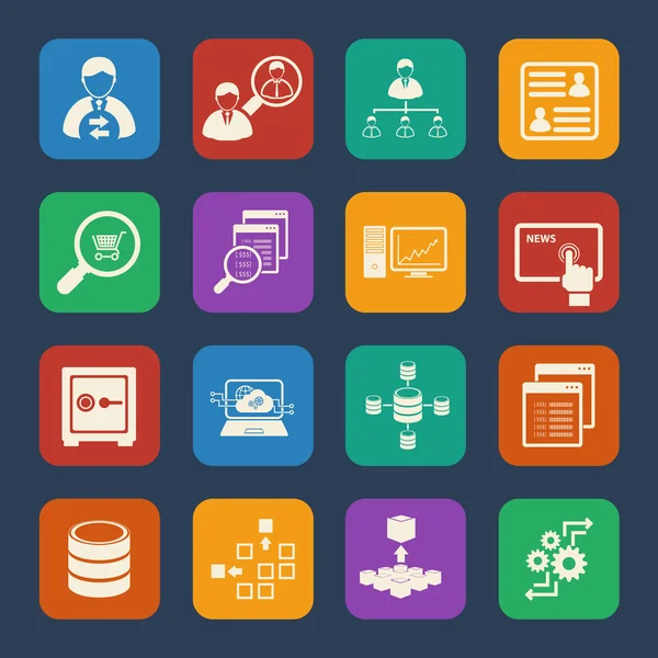 Big Data icons set — Stock Vector