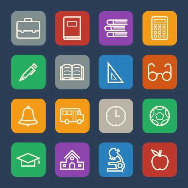 Ícones de educação simples configurados para aplicativos de site e móveis. Projeto plano . — Vetor de Stock