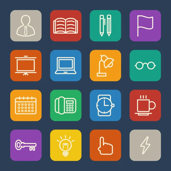 Business and office icons set for Website and Mobile applications. Flat design. — Stock Vector