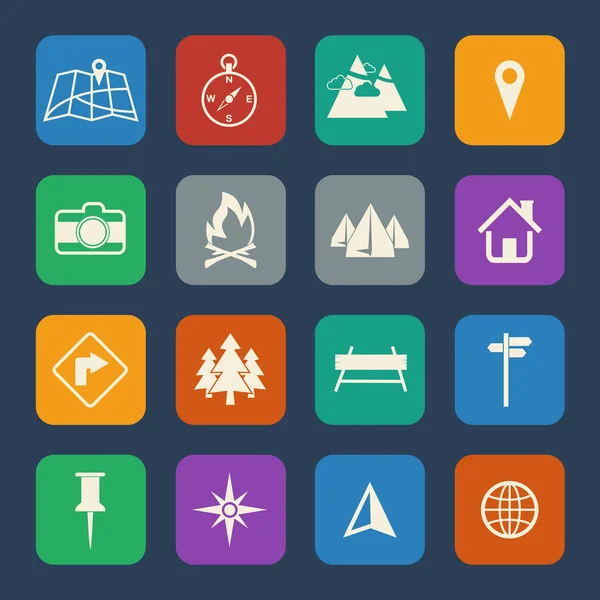 Map and Navigation icons set. Vector flat design. — Stock Vector