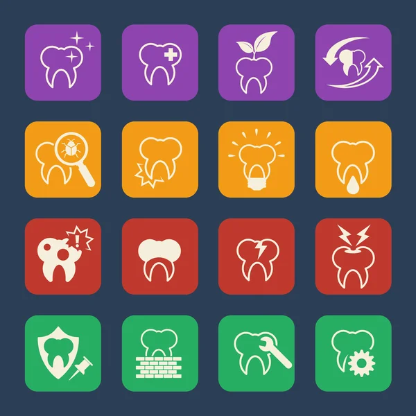 Conjunto de ícones vetoriais de dentes — Vetor de Stock
