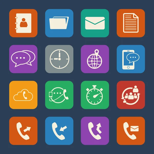 Conjunto de iconos de teléfono y telecomunicaciones. Diseño plano para aplicaciones web y móviles. Vector — Vector de stock