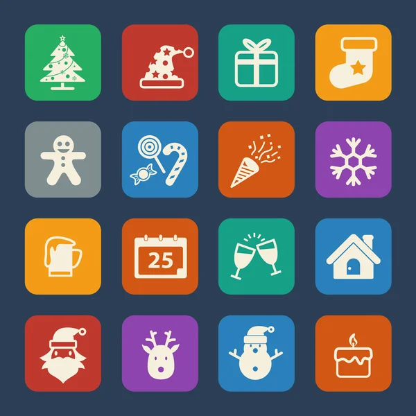 Navidad Año Nuevo icono conjunto . — Vector de stock