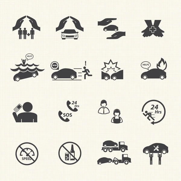 Auto verzekering icons set. — Stockvector