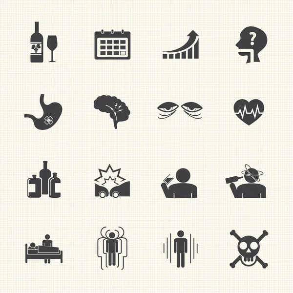 Alcoholism icons set. — Stock Vector