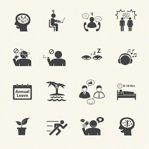 Gestresst en verfrissend. vector icons set. — Stockvector