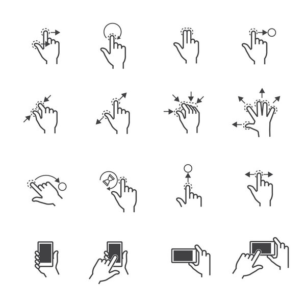 Gesture icons for touch devices