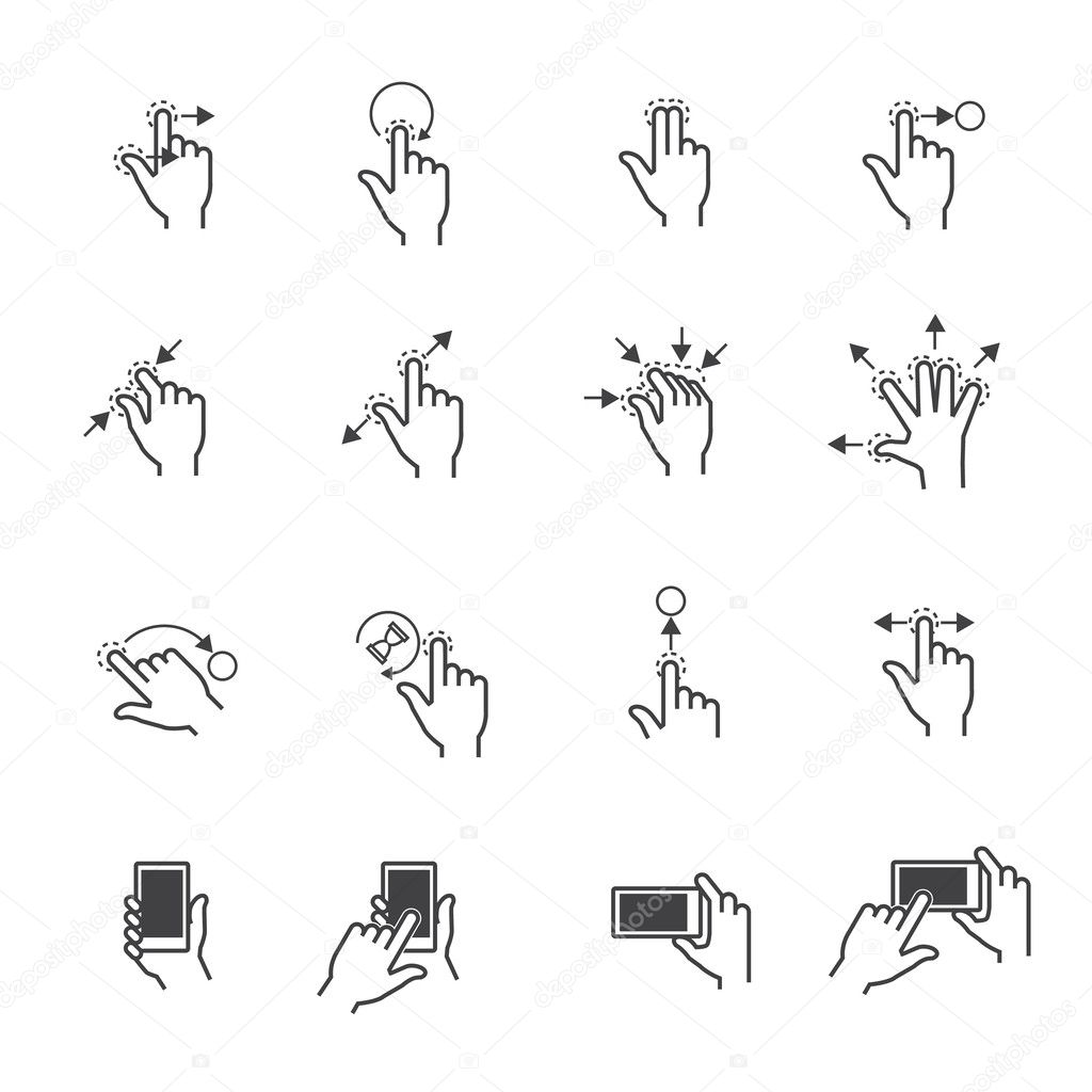 Gesture icons for touch devices