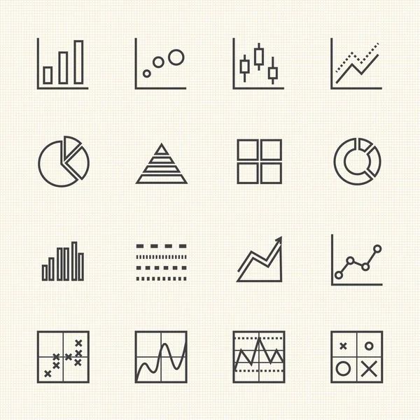 Business Graphik Icon gesetzt. Symbole für dünne Linien — Stockvektor