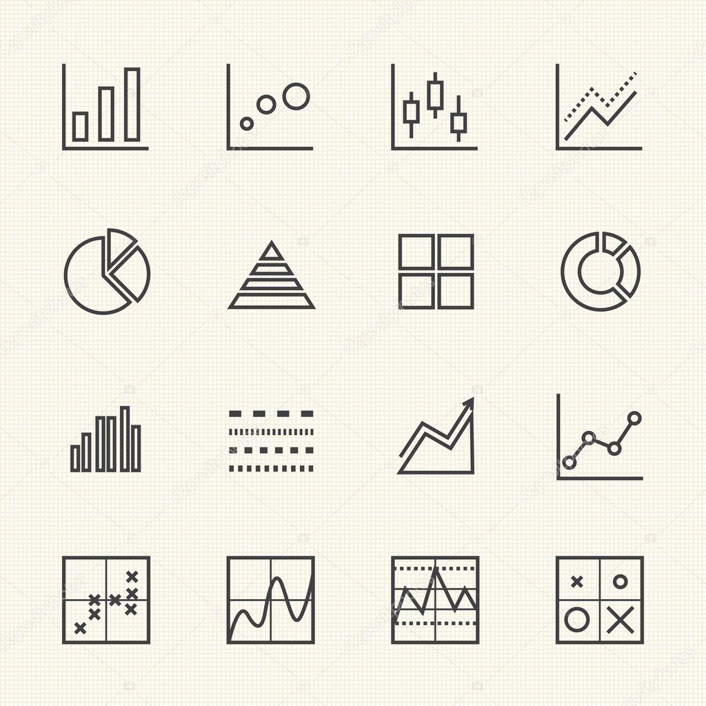 Business Graph icon set. Thin Line icons