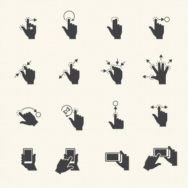 Gesture icons for touch devices clipart