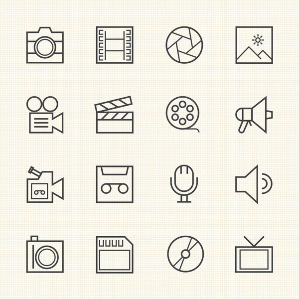 Iconos de tecnología cinematográfica. Icono de línea — Vector de stock