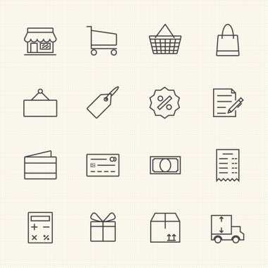 alışveriş Icon set, satırı simgesi