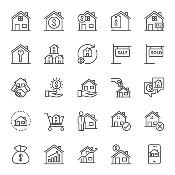 Real Estate Vector Illustration Thin Line Icons Business Banking — Stock Vector