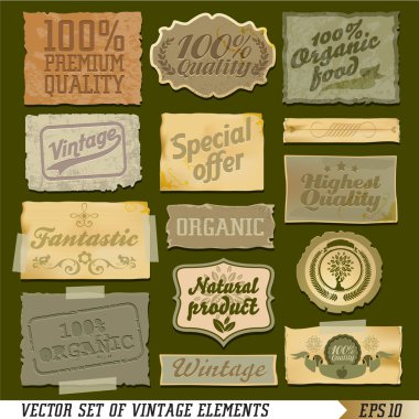 Organic food vintage labels and elements