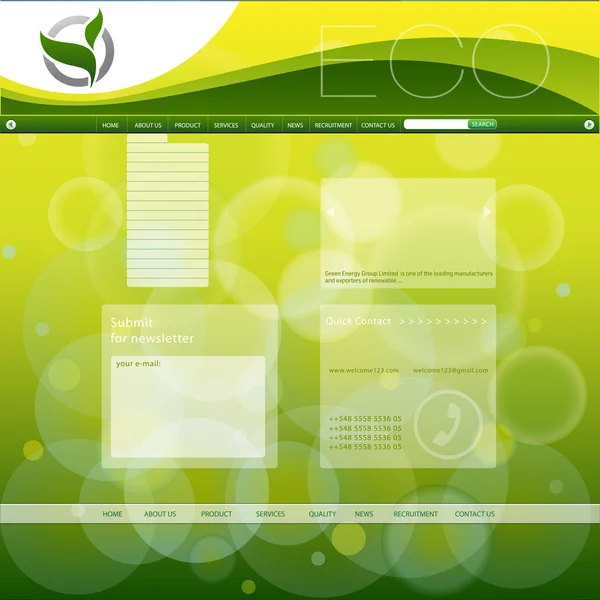 Green web design template, easy editable — ストック写真