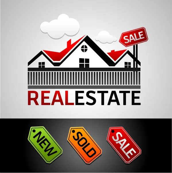 Imobiliário, novo, venda, vendido, ícone vetorial —  Vetores de Stock