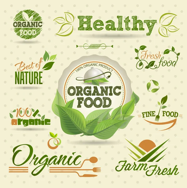 taze organik vektör etiketleri ve öğeleri kümesi