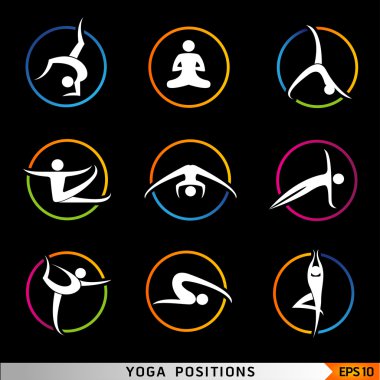 Yoga, pilates vektör simge kümesi