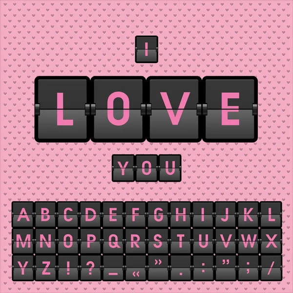 Mekaniska rosa panel bokstäver, jag älskar dig. — Stock vektor