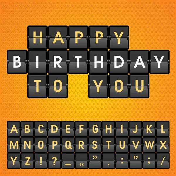 Mechanical panel letters. Happy birthday to you. — Stock Vector