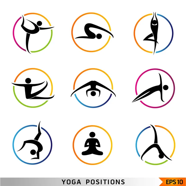 Yoga, pilates conjunto de símbolos vectoriales — Vector de stock