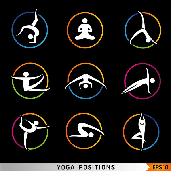 Yoga, pilates uppsättning vektor symboler — Stock vektor