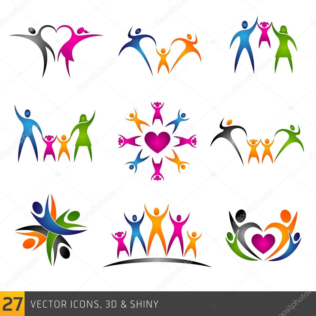 Happy family vector multicolored