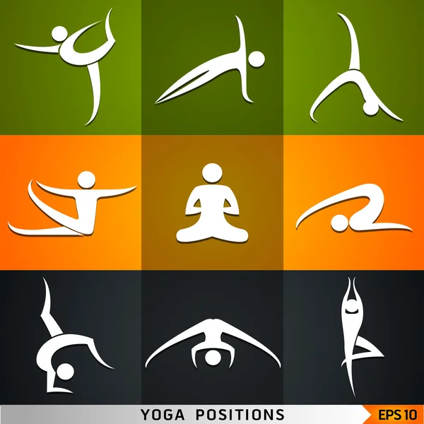 Yoga, pilates set of vector symbols — Stock Vector