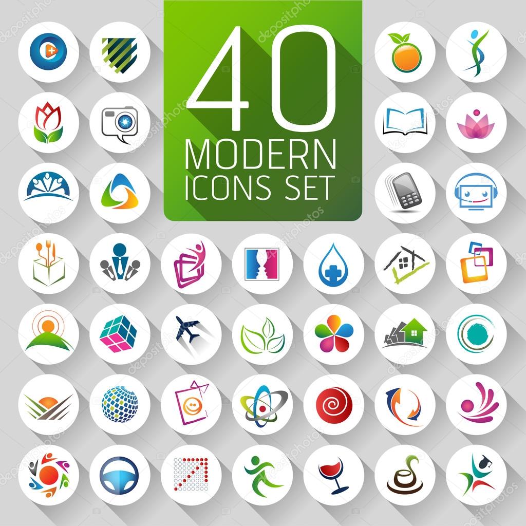 Set of logos, web Icons and symbols