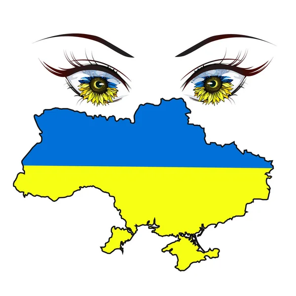 Очі Соняшниками Ілюстрація Карта України — стоковий вектор