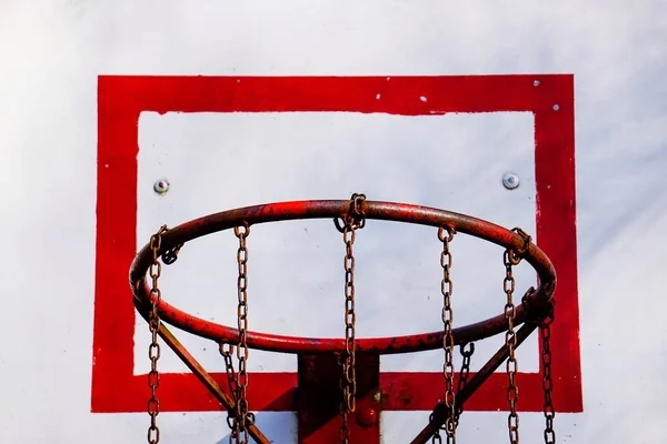 Starý Pouliční Basketbalový Koš Sportovní Vybavení — Stock fotografie