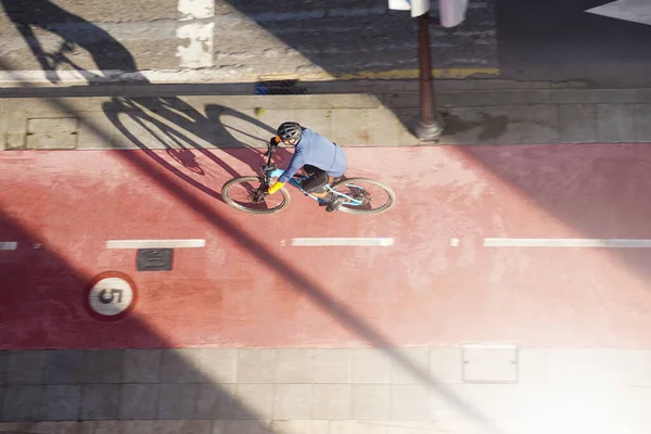 Велосипедист Улице Городе Бильбао Вид Транспорта — стоковое фото
