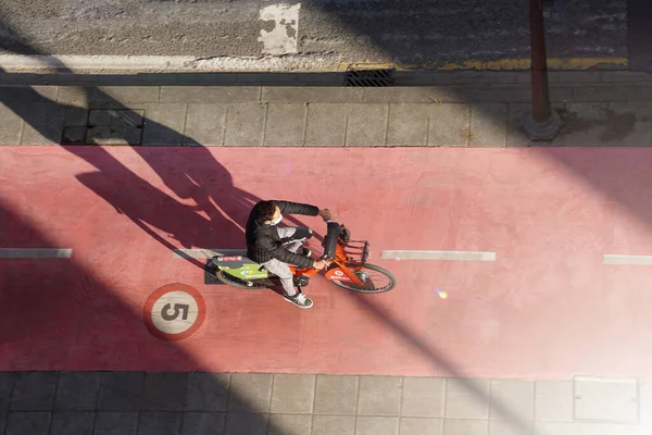 Велосипедист Улице Городе Бильбао Вид Транспорта — стоковое фото