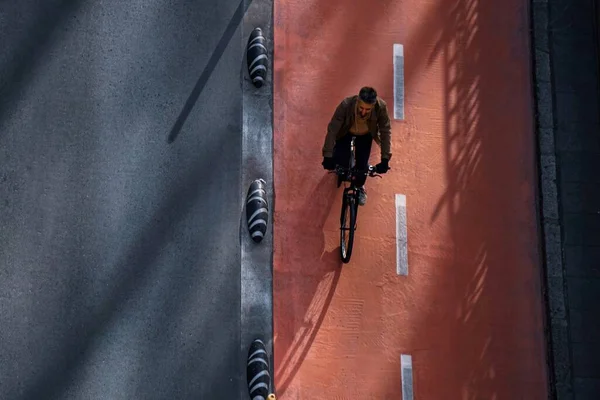 Cyclist Steet Bilbao City Spain Mode Transportation — стоковое фото