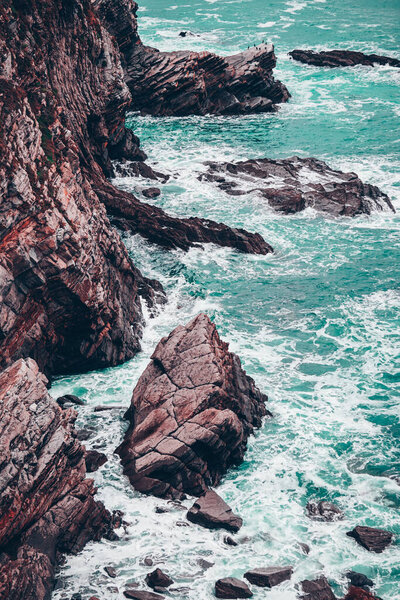  rocks on the sea in the coast in Bilbao, Spain 