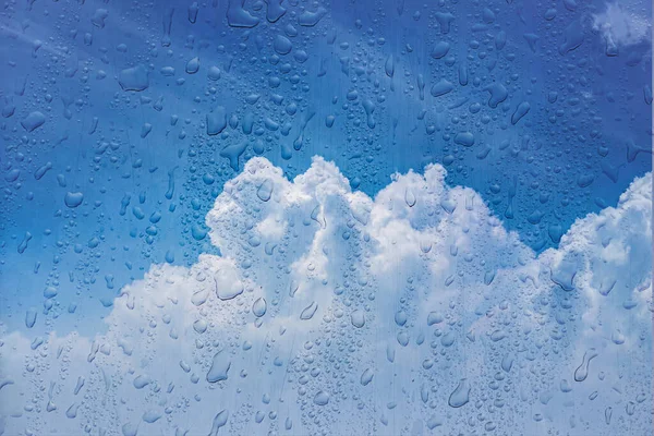 Drops Windon Blue Sky Background —  Fotos de Stock