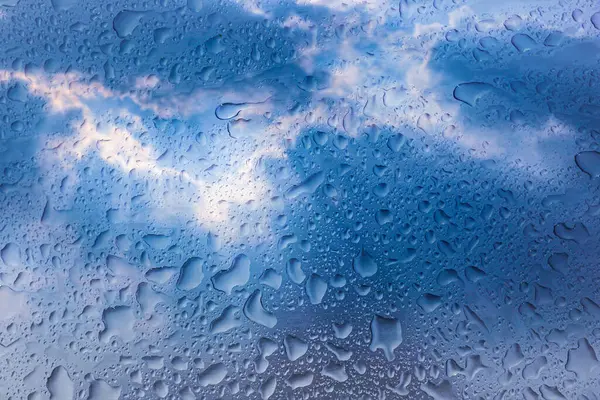 Drops Windon Blue Sky Background — 图库照片