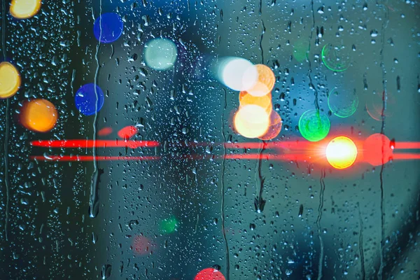 Drops Window Street Lights Background — 图库照片