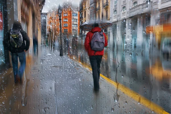 People Umbrella Rainy Days Bilbao Basque Country Spain — Stock Photo, Image