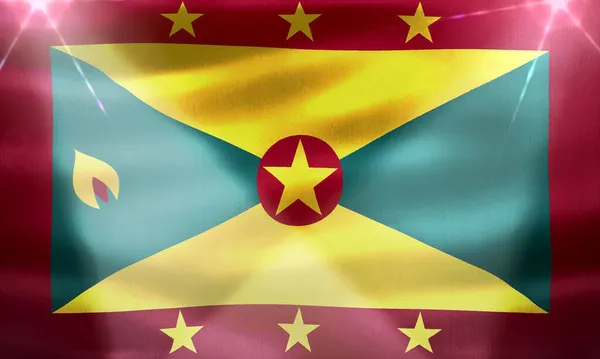 Grenada Vlag Realistische Zwaaiende Stof Vlag — Stockfoto