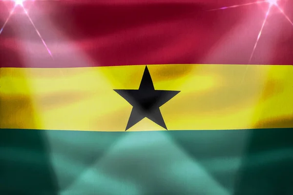 Ghána Zászló Reális Hullámzó Szövet Zászló — Stock Fotó